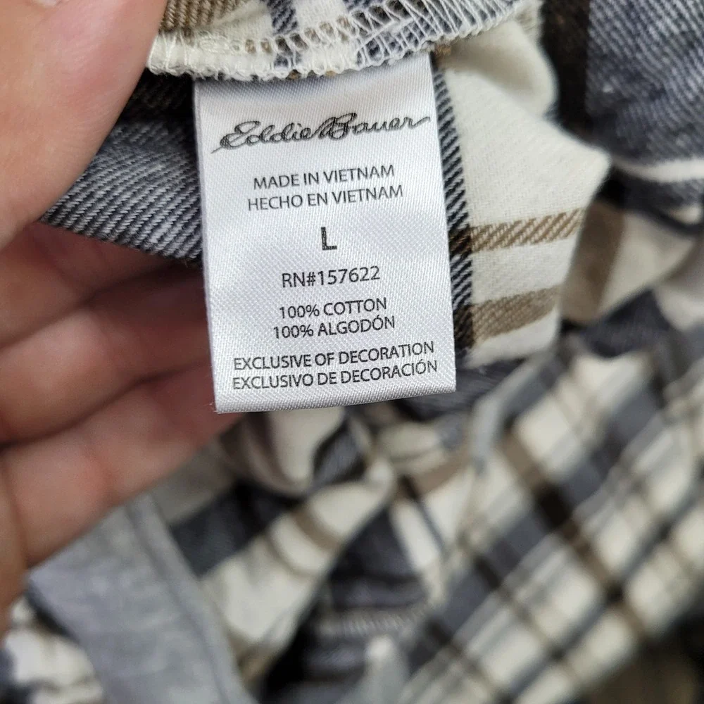 Eddie Bauer Lounge Pants Mens L Gray Plaid Sleepwear Bottoms Pajama Pants